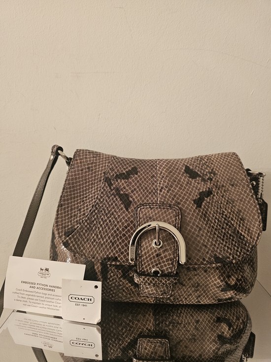 Coach Handbags - Coach Snake-Print Shoulder Bag in Brown and Black